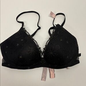NEW Victoria’s Secret Padded No Wire Bra SIZE 32C Black Celestial Lace